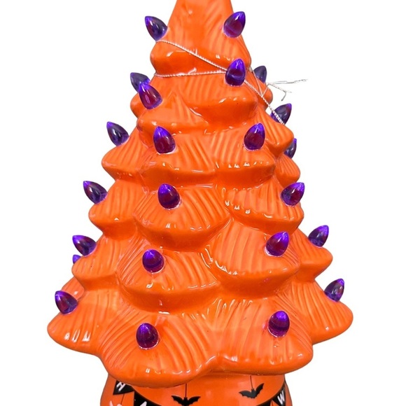 Mr.Halloween Nostalgic Ceramic Led Tree Orange Purple lights  13” NWT - Picture 8 of 12